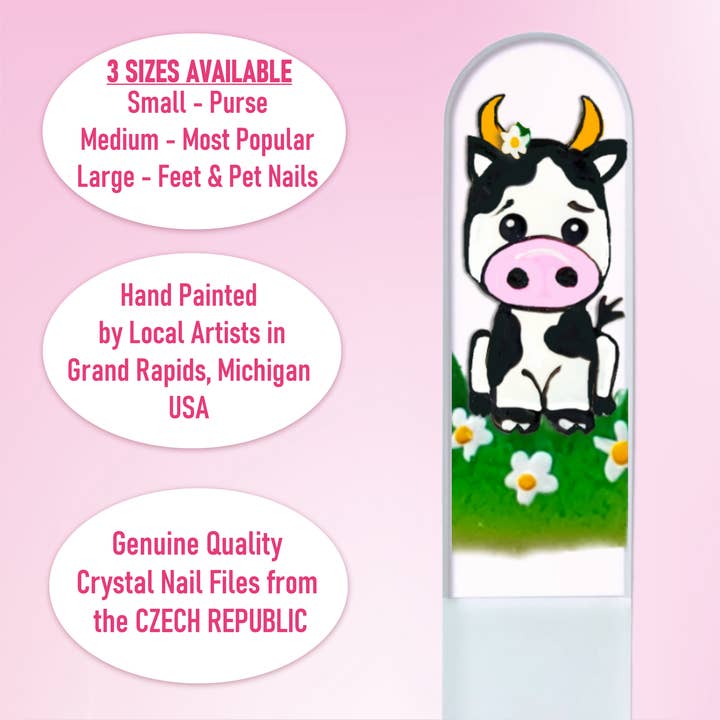 Classy Nail Files - Wholesale Nail File - Moo Cow Holstein Farm Animal Hand Painted Crystal Nail File4