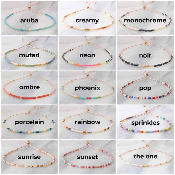 Libby & Smee - Wholesale Beaded Bracelet - Adjustable Seed Bead String Bracelets
