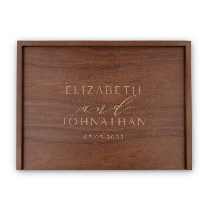 Weddingstar Inc. - Venta al por mayor Caja de regalo - Caja de regalo de madera con tapa corredera - Modern Couple