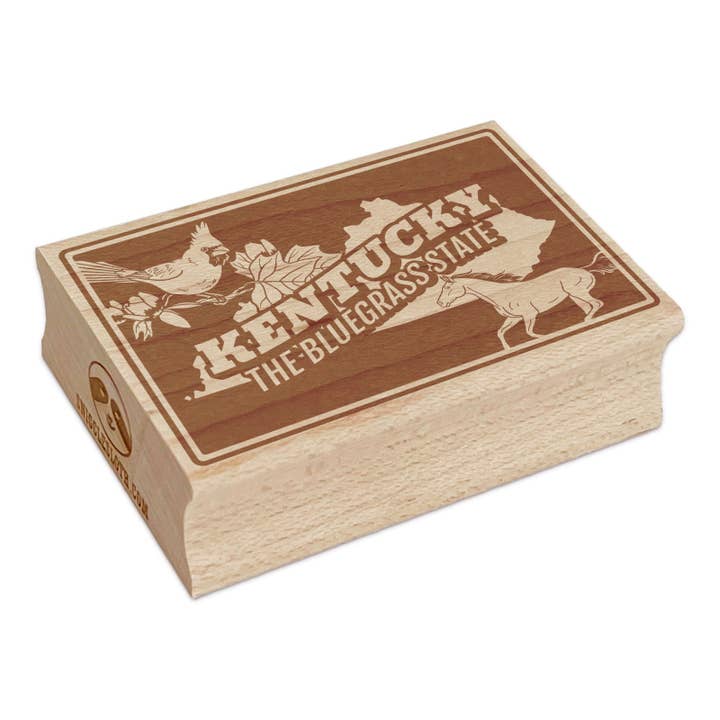 Tampon rectangulaire en caoutchouc Kentucky Tulip Poplar Cardinal Thoroughbred Horse, États-Unis, pour estampage, artisanat pour la vente par Sniggle Sloth