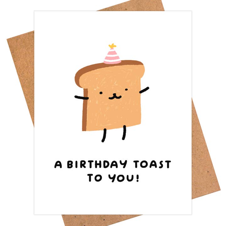 Cute Birthday Toast Greeting Card – Funny Pun Birthday Card for wholesale by iej studio