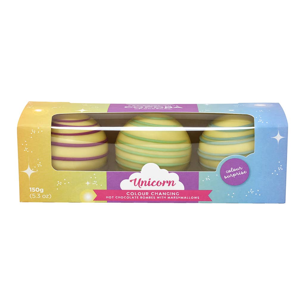Cocoba - Wholesale Hot Cocoa Mix/Kit - Unicorn Colour Surprise Hot Chocolate Bombes 3 Pack0