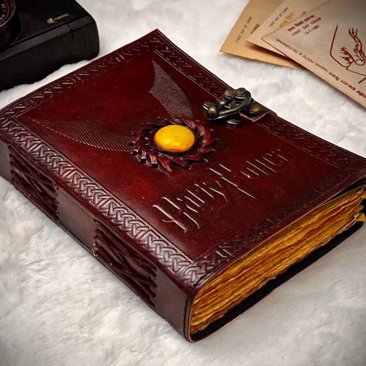 R K Handicrafts and Exporters - Wholesale Journal/Diary - Leather Journal Vintage Notebook with Harry potter Embossed