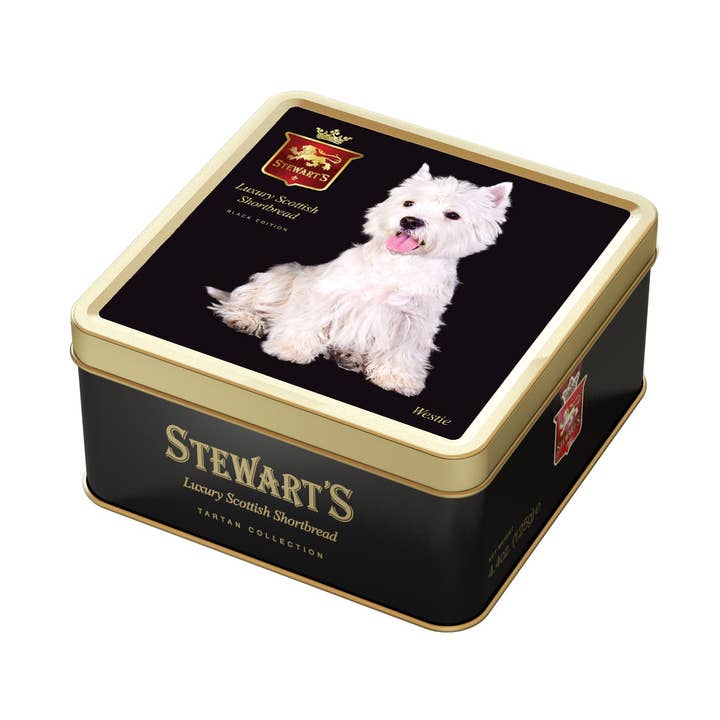 Stewart's Black - Westie Shortbread Tin - 125g for wholesale by MANAV