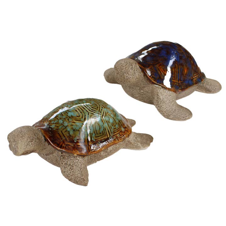 CB Home Collection - Wholesale Decorative Figurine - 6" Ceramic Garden Turtle Figurines - 2 Assorted3