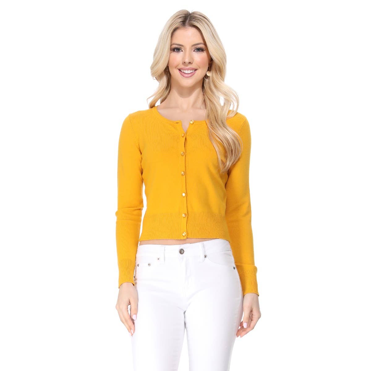 Mak – Großhandel Strickjacke – Damen – Mak Kurz geschnittener Langarm-Pullover mit Rundhalsausschnitt MK550211