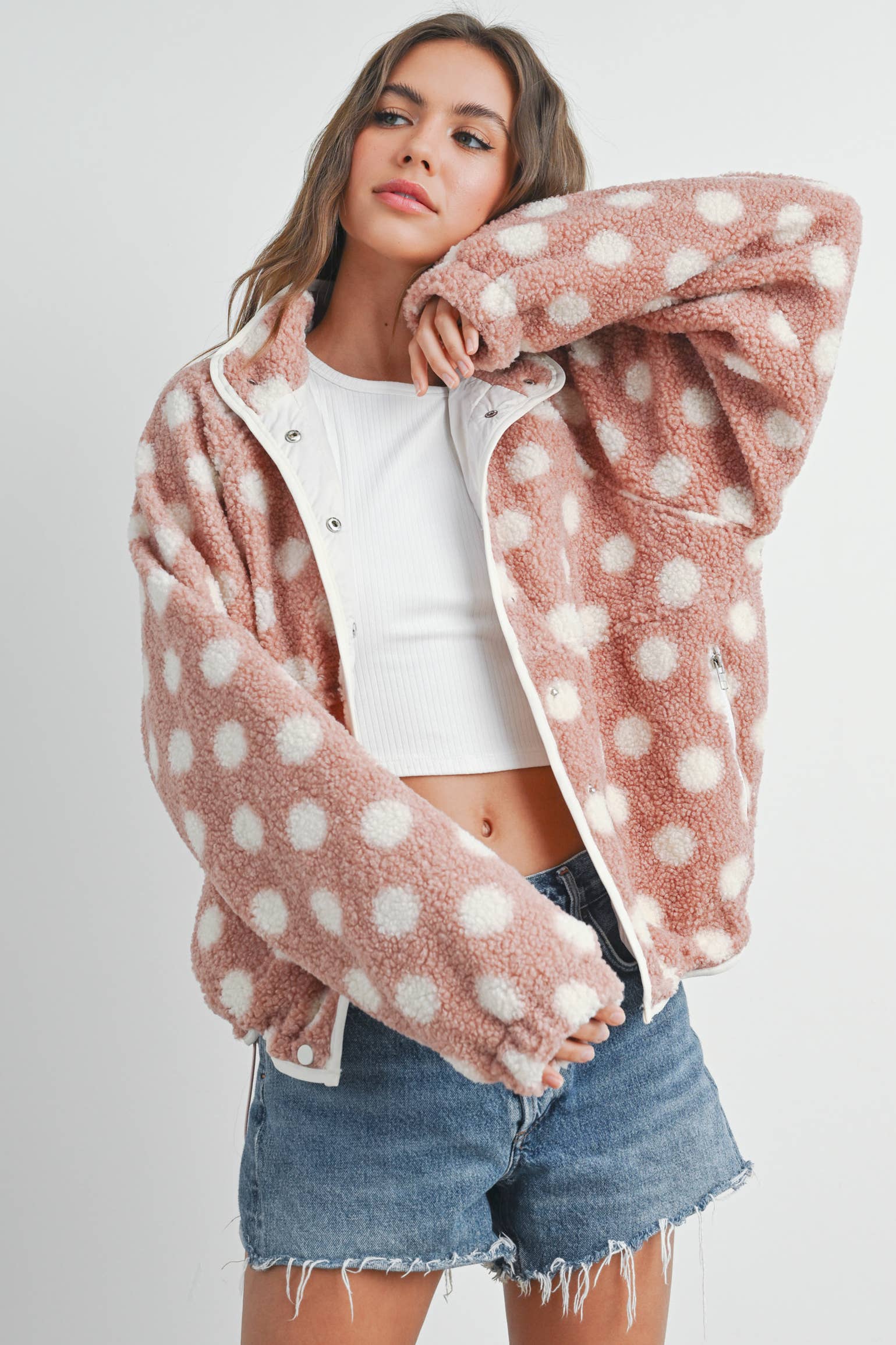 BUTTERMELON - Wholesale Jacket - Women's - Fall/Winter Polka Dot Button Down Jacket - BMJ742012