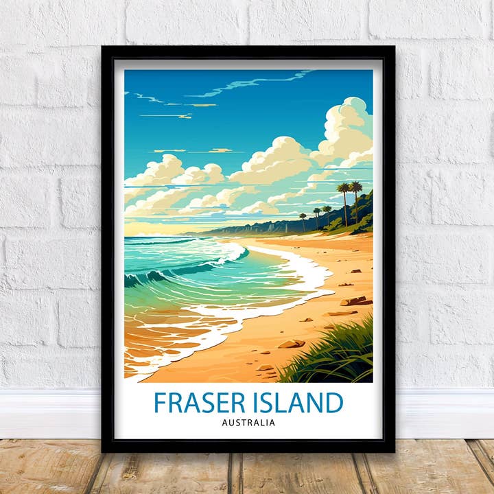Cartaz de Viagem da Ilha Fraser Austrália Paraíso de Praia por atacado de InkNPrintz