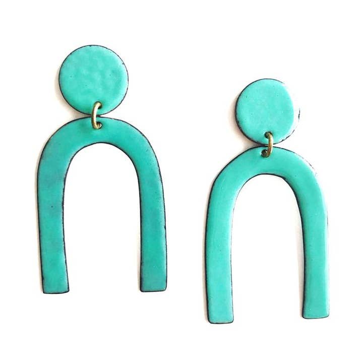 Courtney Fischer Jewelry - Wholesale Dangle Earrings - Aqua Enamel Curve Earrings0
