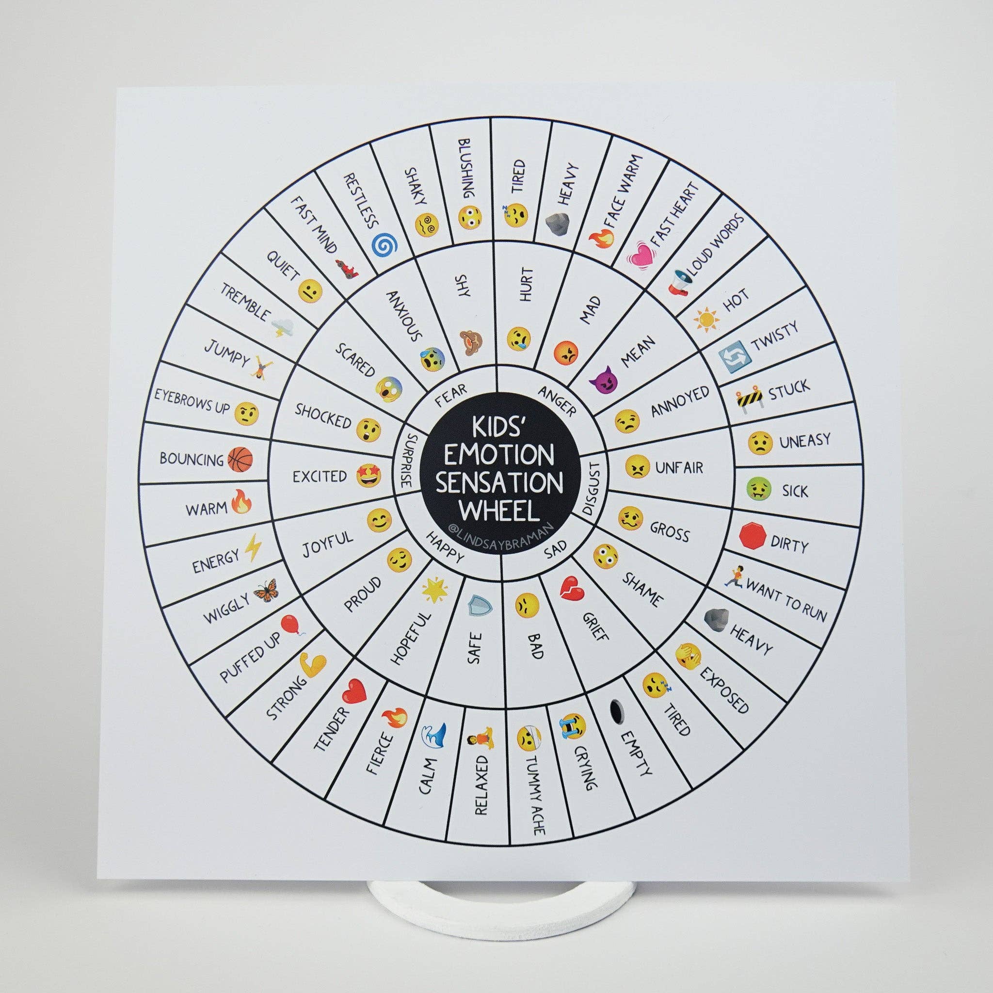 Lindsay Braman Studios - Wholesale Fidget Toy - Kids - Two-Sided Fidget-Proof Kids' Emotion Sensation Wheel | Extra Durable and Waterproof