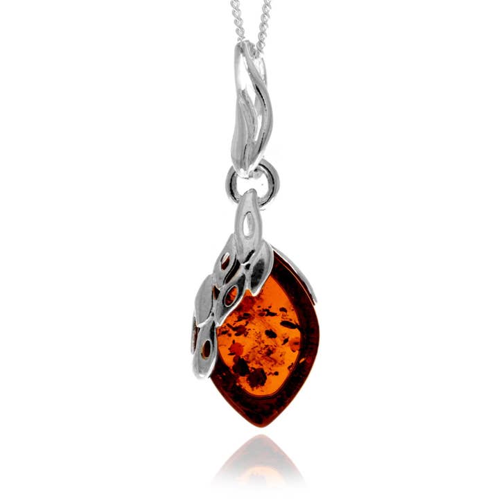 Pendentif Moderne en Argent Sterling 925 & Véritable Ambre Baltique - GL2075 pour la vente par SilverAmber Jewellery
