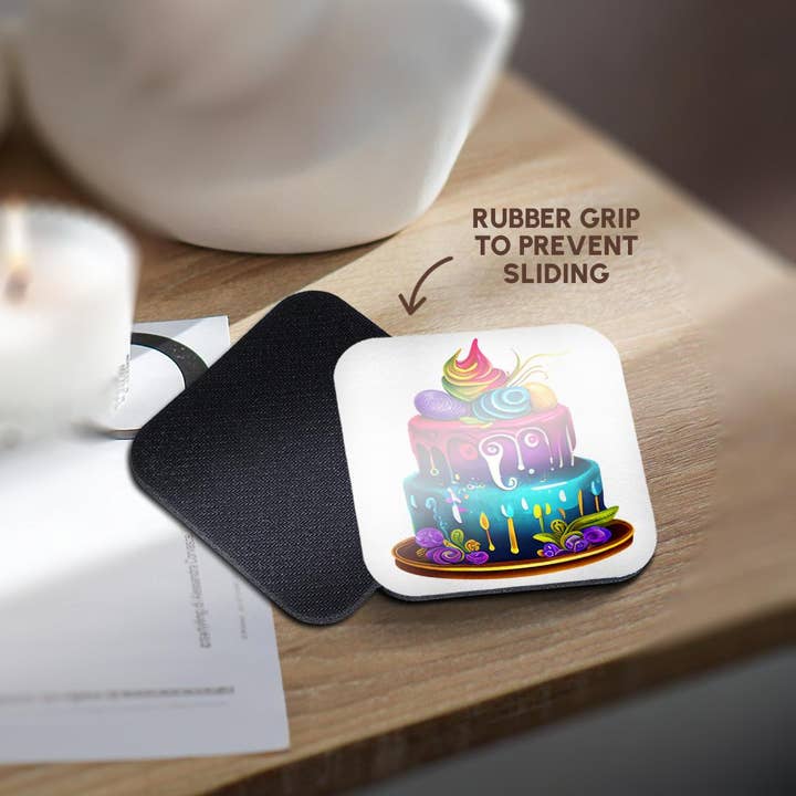 3dRose - Wholesale Coasters - 3dRose, Colorful and Fun Two Layer Cake Illustration, Coaster10