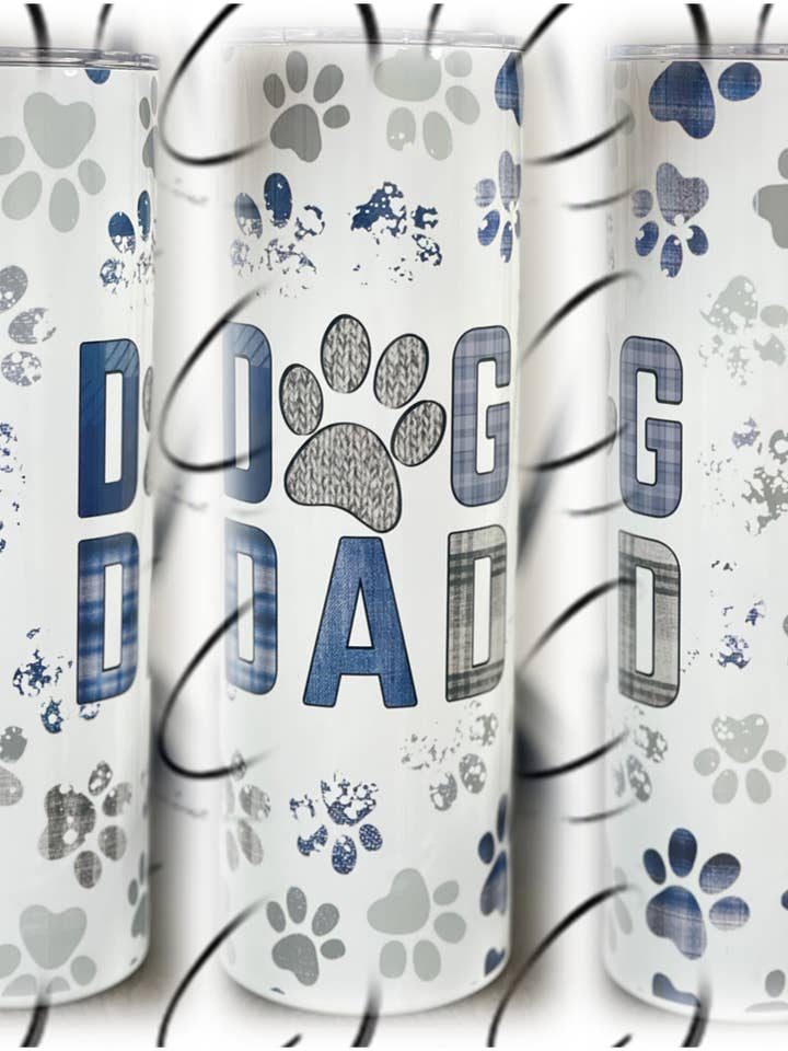 Paw Print Dog Dad 20oz Skinny Tumbler for wholesale by CMD Wholesale