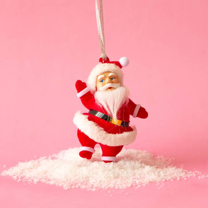 Sunshine Studios - Wholesale Ornament - Retro Dancing Christmas Santa Ornament | Red