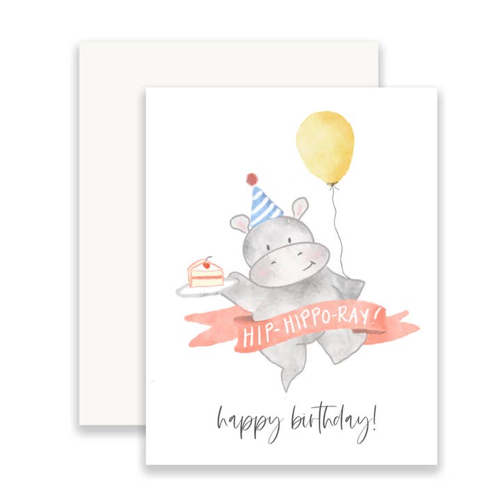 "Hip Hippo-Ray" Greeting Card for wholesale by Cross and Dot