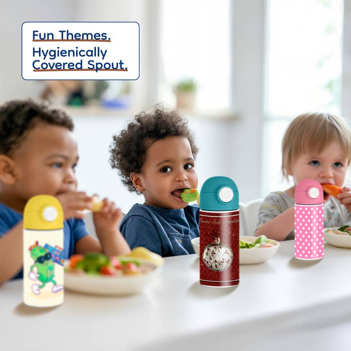 3dRose - Wholesale Water Bottle - 3dRose, Buone Feste Natalizie, Merry Christmas in Italian, Red Berries , Kids Water Bottle4