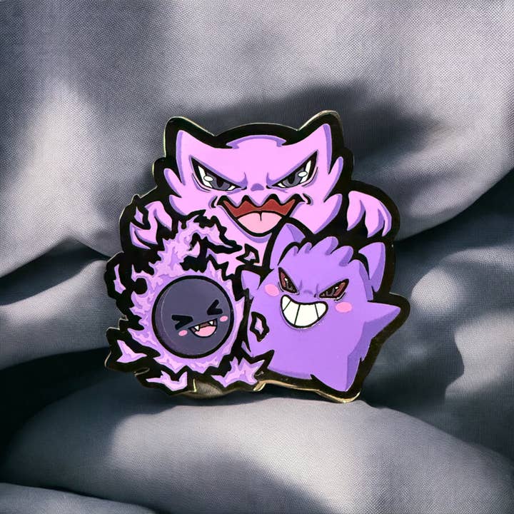 GoopyGoblins - Wholesale Lapel Pin/Button - Gengar Trio 2.5" Hard Enamel Pin
