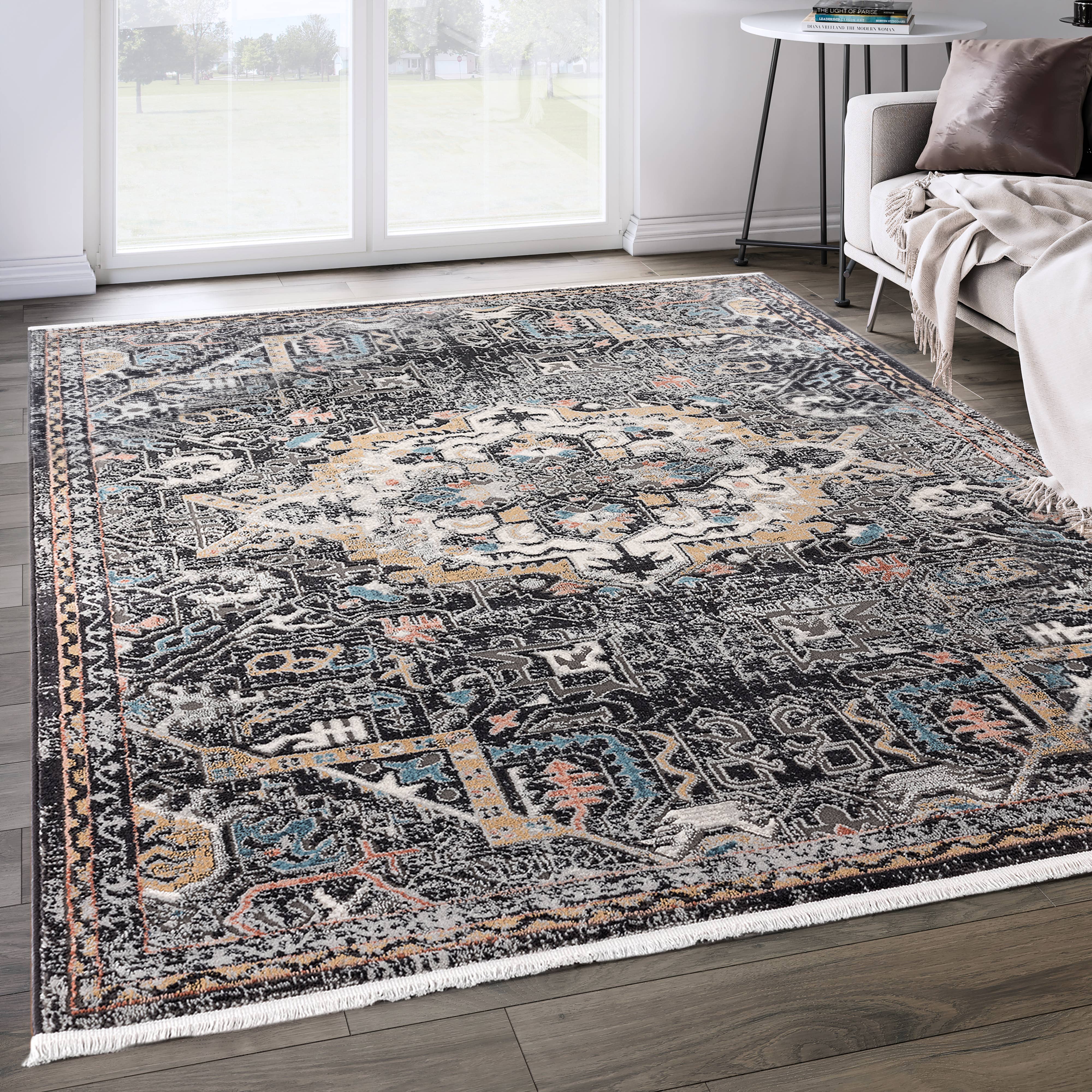 Abani Rugs - Wholesale Area Rug - Abani Azure AZR150A - Black Medallion Persian1
