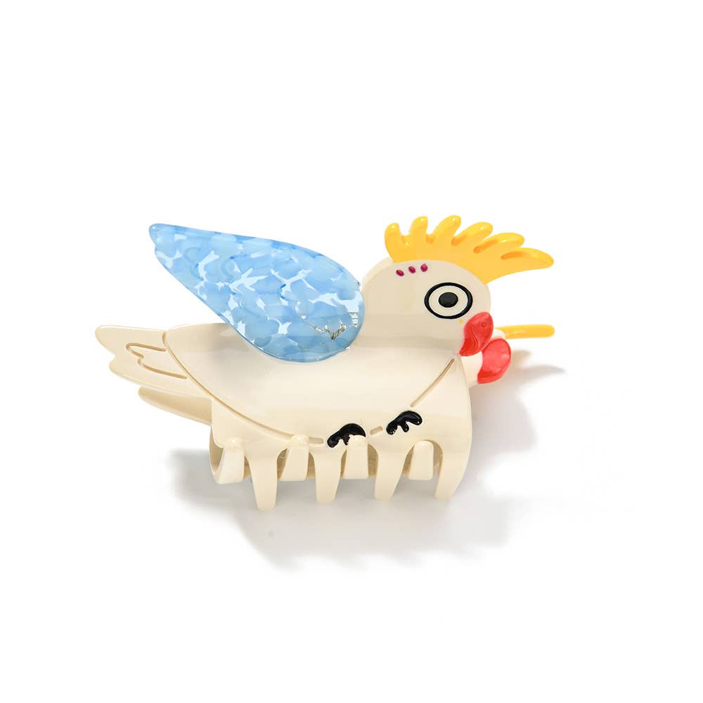 Beige Cute Cartoon Cockatoo Hair Clip, Bird Hair Accessory for wholesale on Faire