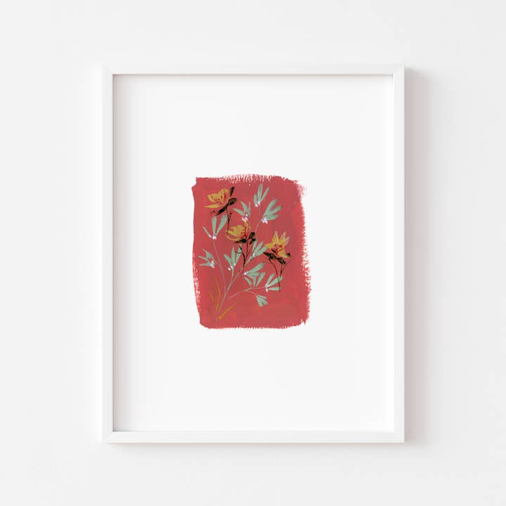 Holiday Vintage Pink Jasmine Gouache Art Print for wholesale by LaCott Fine Art