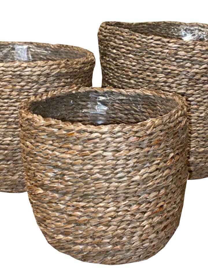 HMS13 Seagrass Indoor planter with PE liner set of 3. for wholesale by HAMI & CO