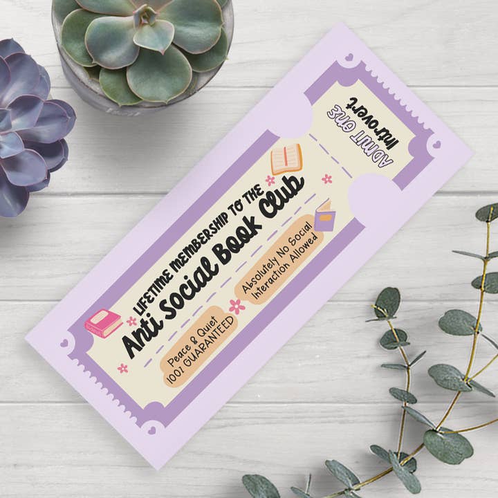 Expression Design Co - Wholesale Bookmark - Anti Social Book Club Bookmark, 2.5" x 6"