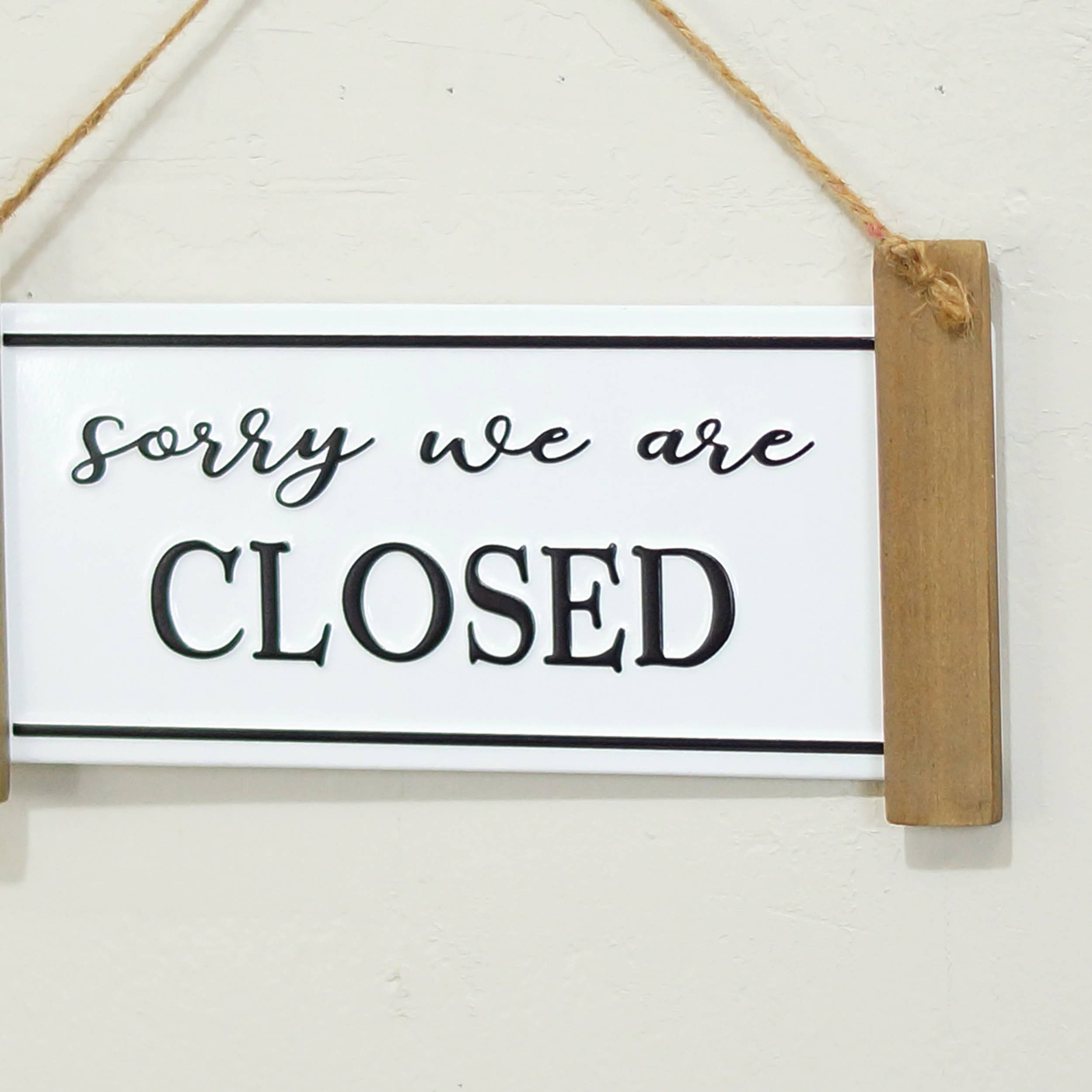 VIP Home & Garden - Wholesale Sign - VIP Metal White Reversible Open Closed Hanging Sign3