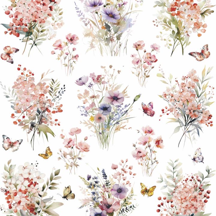 Papel de arroz para decoupage floral rosa - 2x 2x A3 - para manualidades para venta al por mayor de Craft Kreatively