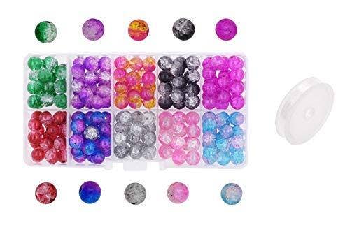 Mandala Crafts - Wholesale Beads - Mandala Crafts Lampwork Glass Beads for Jewelry Making - Crackle Lampwork Glass Round Beads in Bulk for Bracelets Necklaces Earrings Crafts1