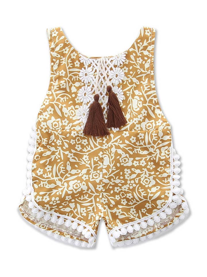 Fennco Styles - Wholesale Bodysuit (Non-Footed) - Baby - Flower Lace Backless Baby Girl Sunsuit Romper