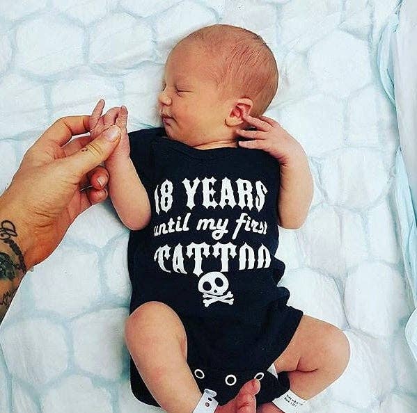 Metallimonsters - Wholesale Bodysuit (Non-Footed) - Baby - 18 years until my first tattoo baby vest1
