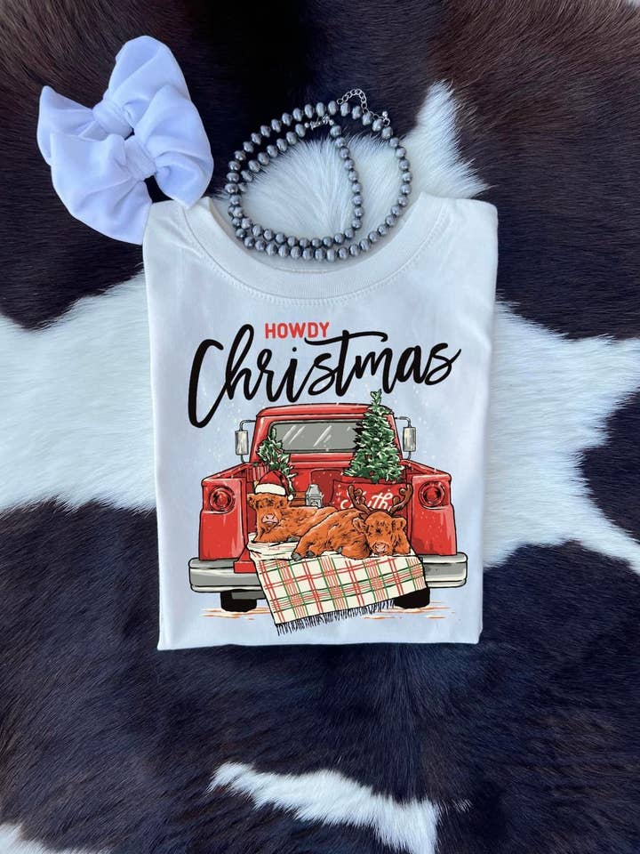 Custom Christmas design w highland cows for wholesale by Buckin Baby Wholesale