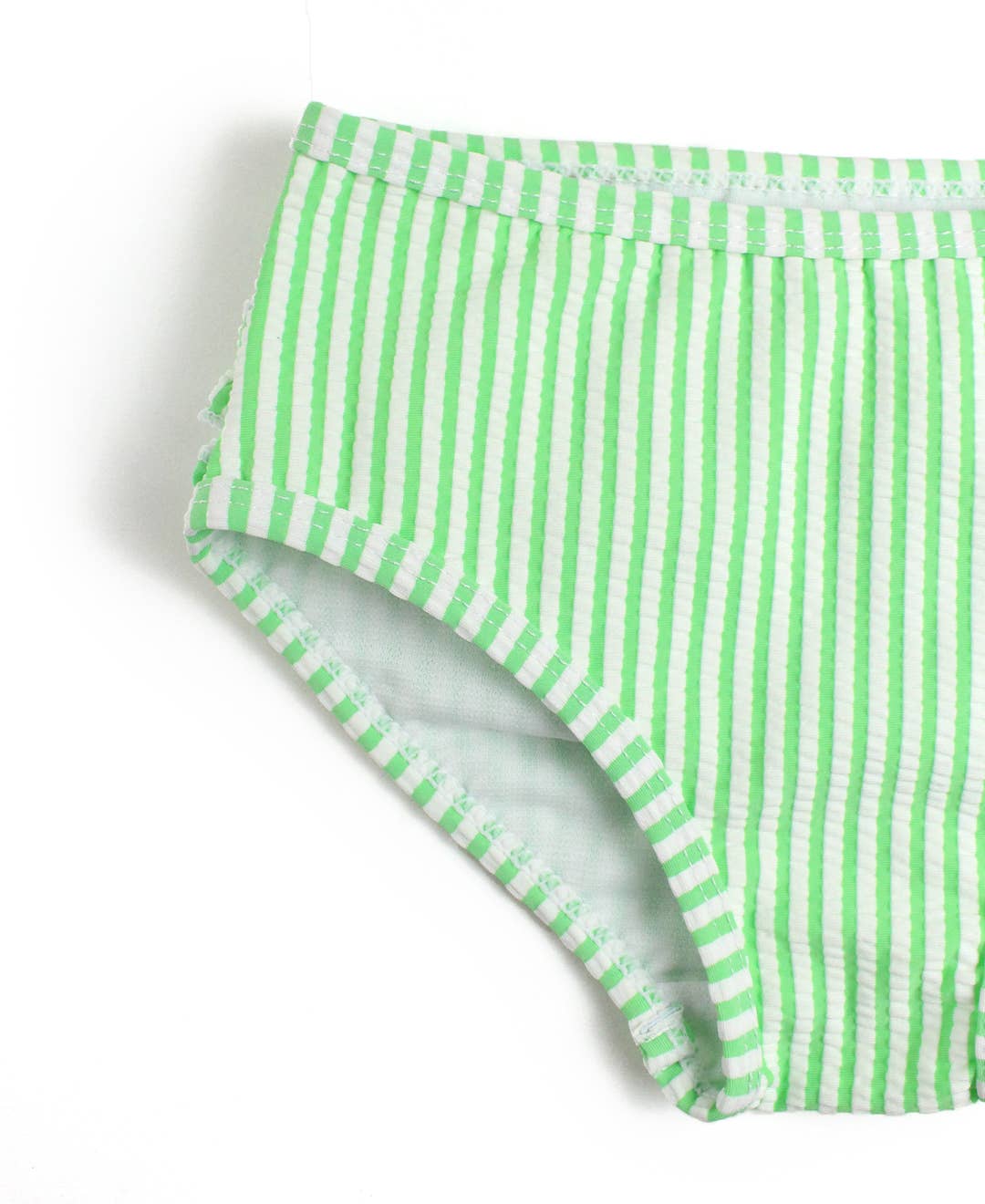 Grøn Piger Forårsgrøn Seersucker Én-skulder Flæse Tankini 2-delt Badedragt med Signatur Bagflæser for engroshandel på Faire12