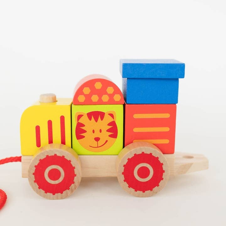 Spirit 'N Sprout - Wholesale Wood Toy - Kids - Farm Wooden Train Set for Kids - Pull Along Stacking Train14