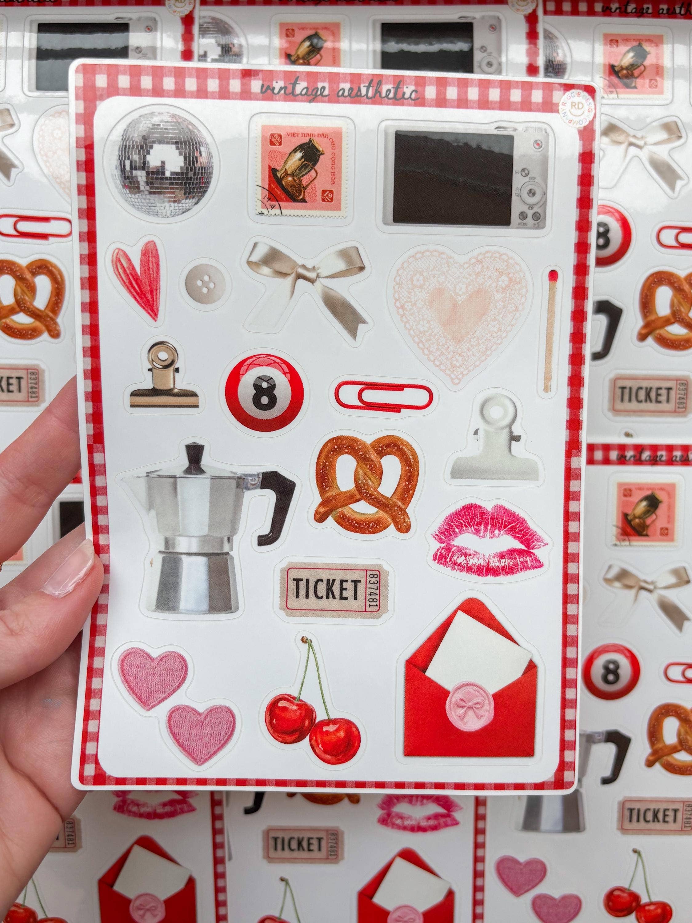 ReggieDesignCo – wholesale Sticker – Vintage Junk Journal 5x7 Sticker Sheet, scrapbooking 2