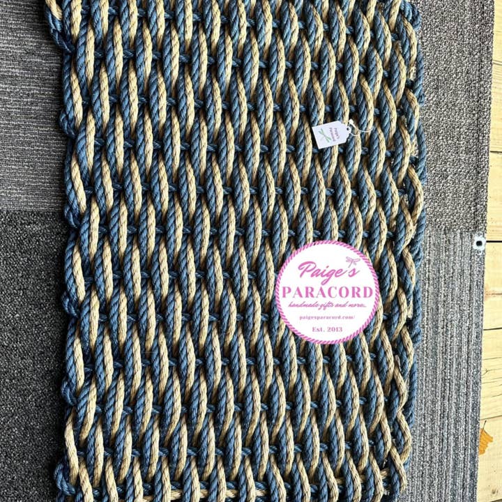Paige's Paracord and More - Wholesale Door Mat - navy and tan door mat woven