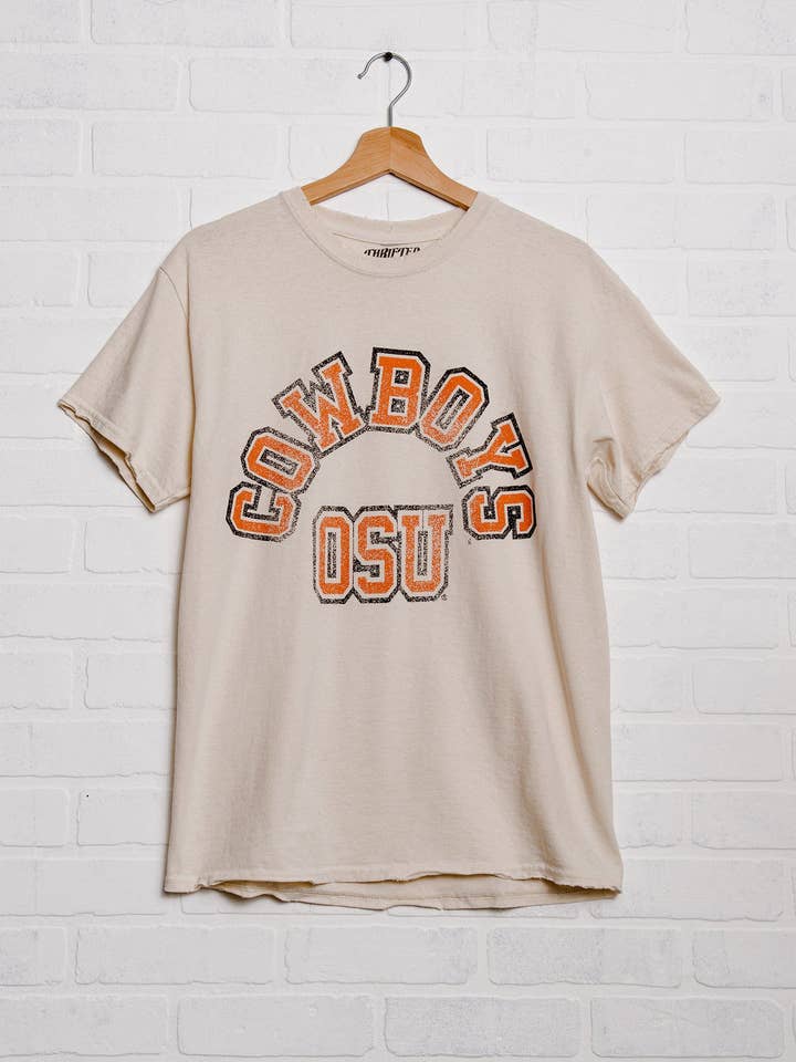 Oklahoma State Cowboys Mega Arch Off White Thrifted Tee for wholesale by LivyLu