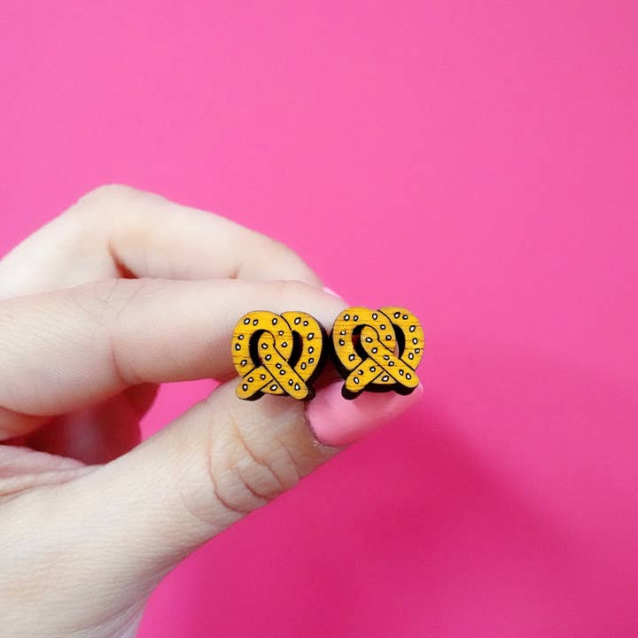 Pretzel Stud Earrings for wholesale by Silly Loaf