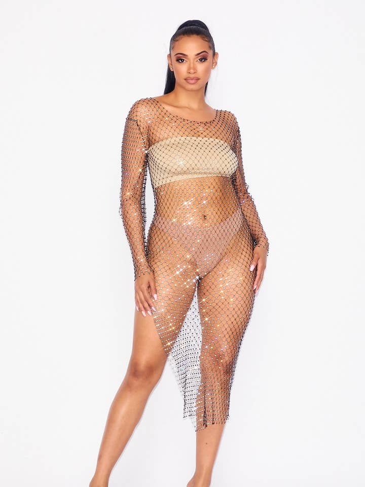 BLK Claire Rhinestone Jewel Cover Up (HGD6015) for wholesale on Faire0