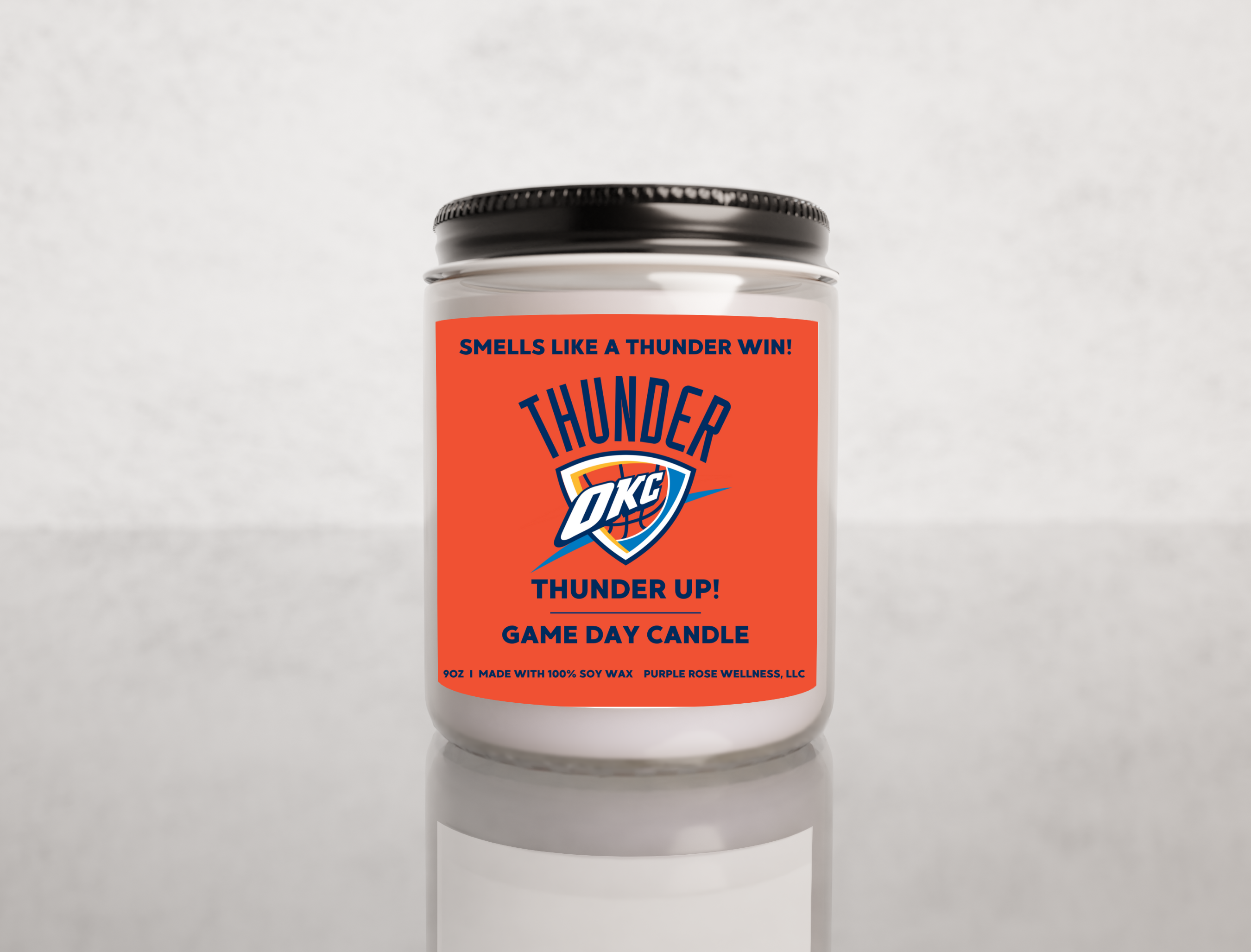 Purple Rose Wellness, LLC - Wholesale Jar/Filled Candle - Oklahoma City Thunder NBA Basketball Candle1