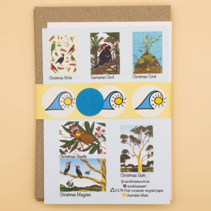 Sunshine Sea Art – Engroshandel Julekort – Julesamling Sæt med 6 Australske Julekort6