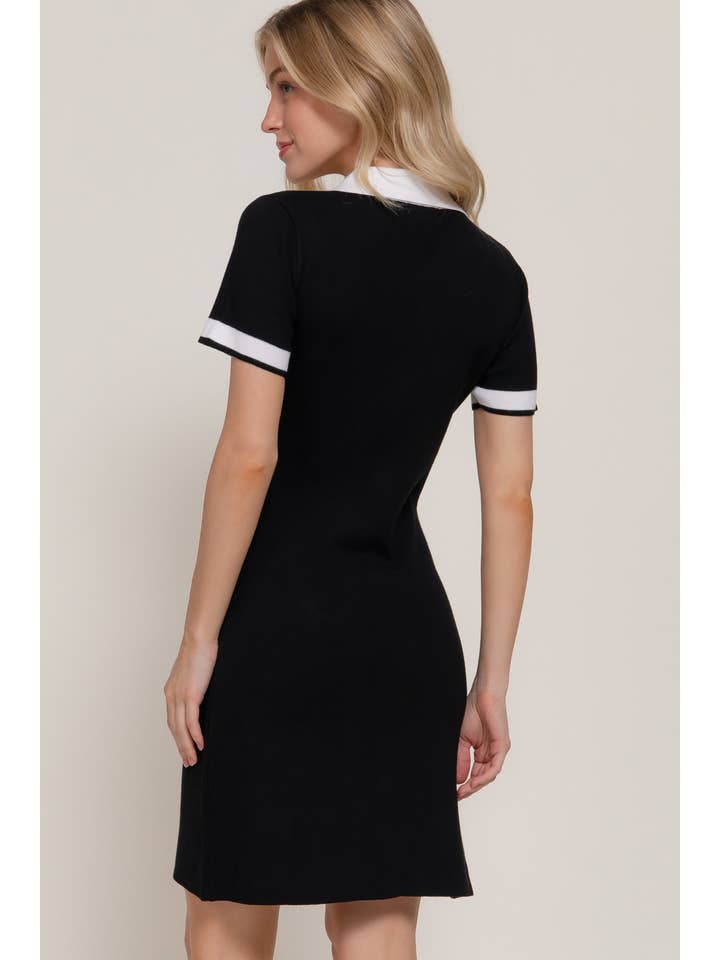 Active Basic | Active USA - Wholesale Dress - Women's - Short Sleeve Polo Mini Dress with Contrast Color9