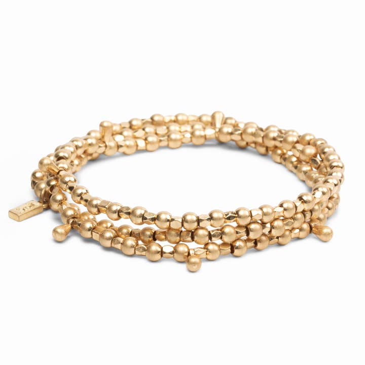 Scout Curated Wears - Wholesale Beaded Bracelet - Metal Wrap - Classic/Teardrop/Gold2