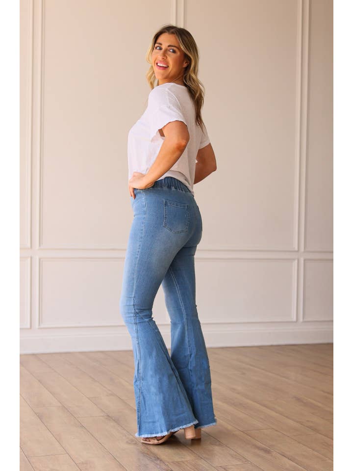 Blue The Jolene Light Wash High Flare Jeans for wholesale on Faire1