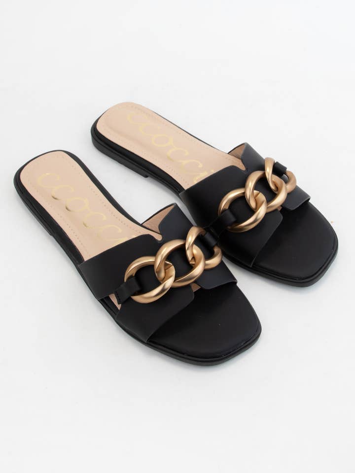 CCOCCI - Wholesale Sandals - Women's - BRONZE BOLD CHAIN H-SHAPED SANDAL2