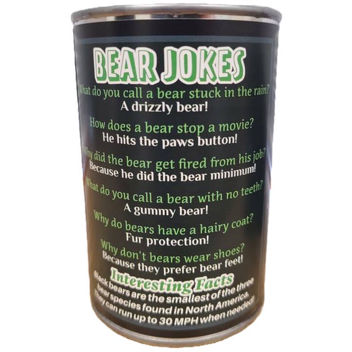 Canned Gifts - Wholesale Stuffed/Plush Toy - Kids & Baby - Russ the Canned Black Bear | Stuffed Zoo Plush w/Jokes |Gift