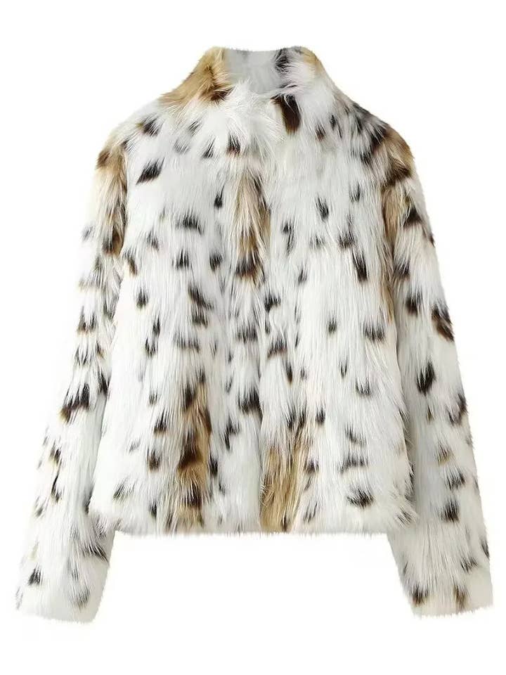 Soft Animal Print Faux Fur Thick Coat for wholesale by Rosa Clothing