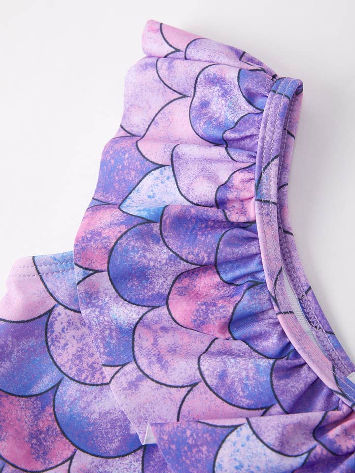 Rylee Faith Designs - Wholesale Two Piece Swimsuit - Kids - Purple Fish Scale Print Girls Boutique Swimsuit
