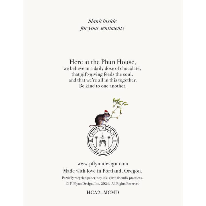 P. Flynn Design / Phun House - Wholesale Christmas Card - Merry Christmas, my dears 5X7 Holiday card1