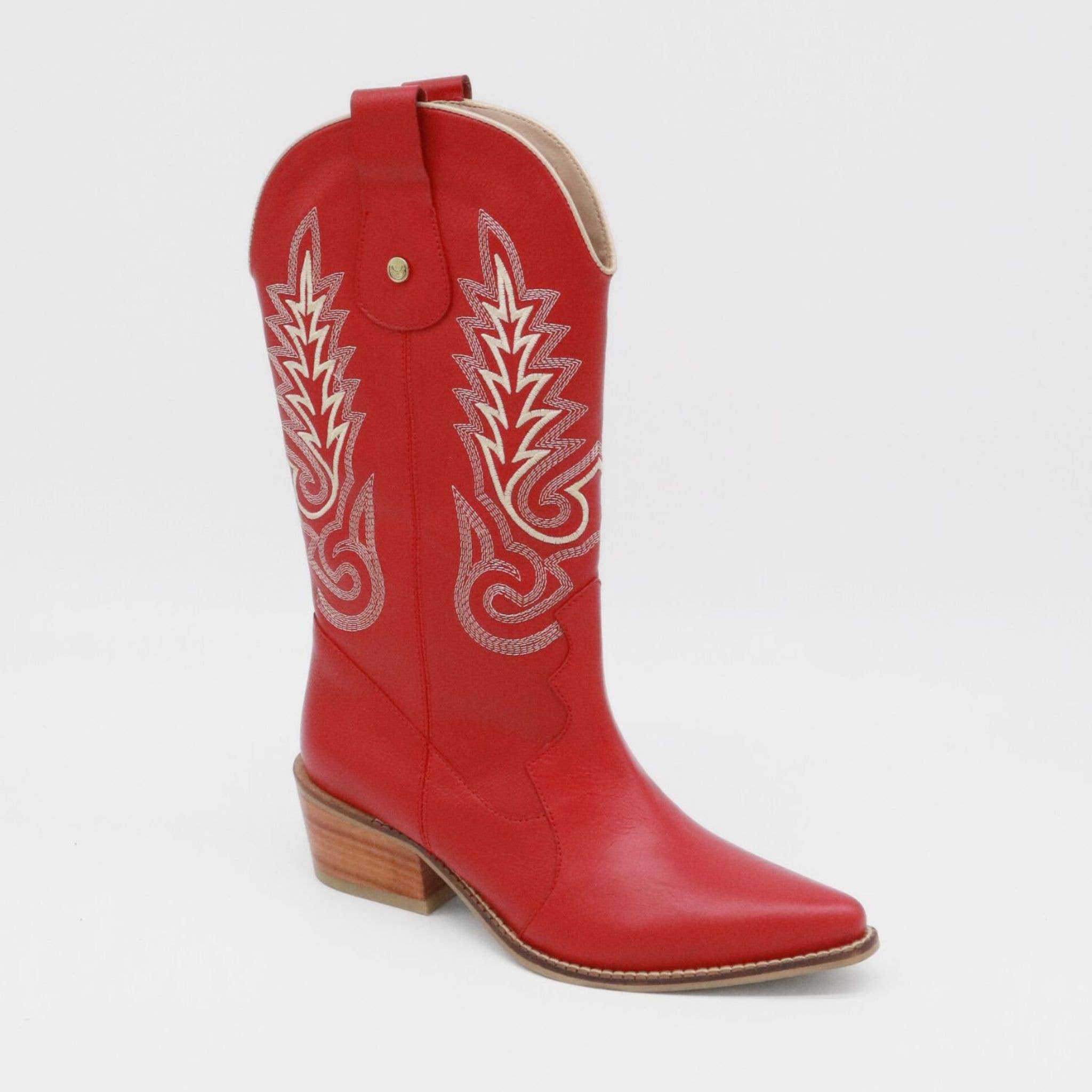 Loyal western cowboy women boots red leather womens shoes for wholesale on Faire11